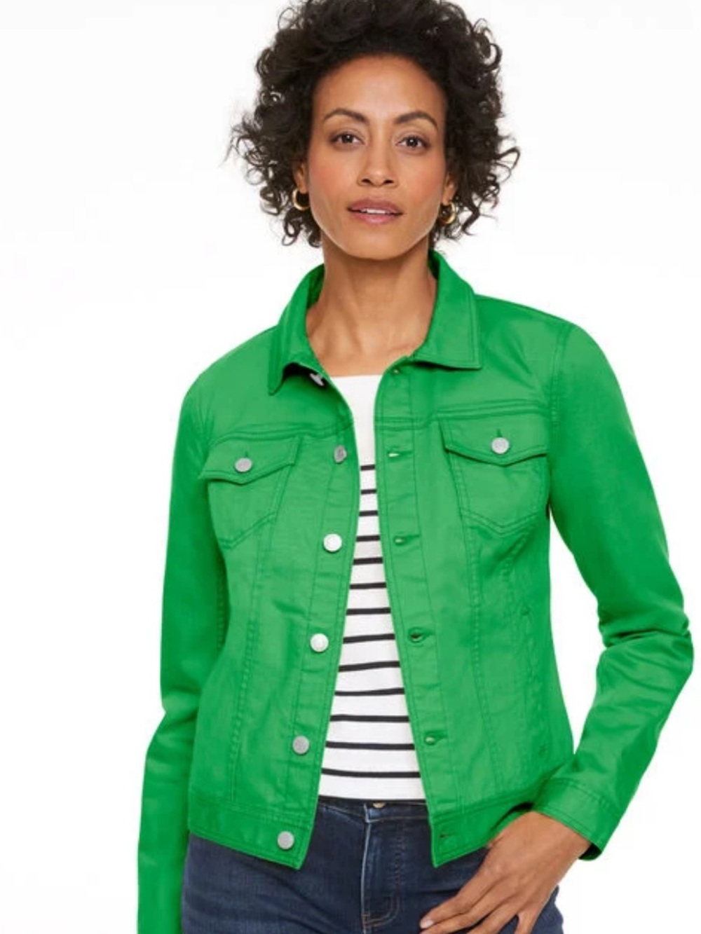 Talbots Preppy Jean Jacket in Hillside Green Size M